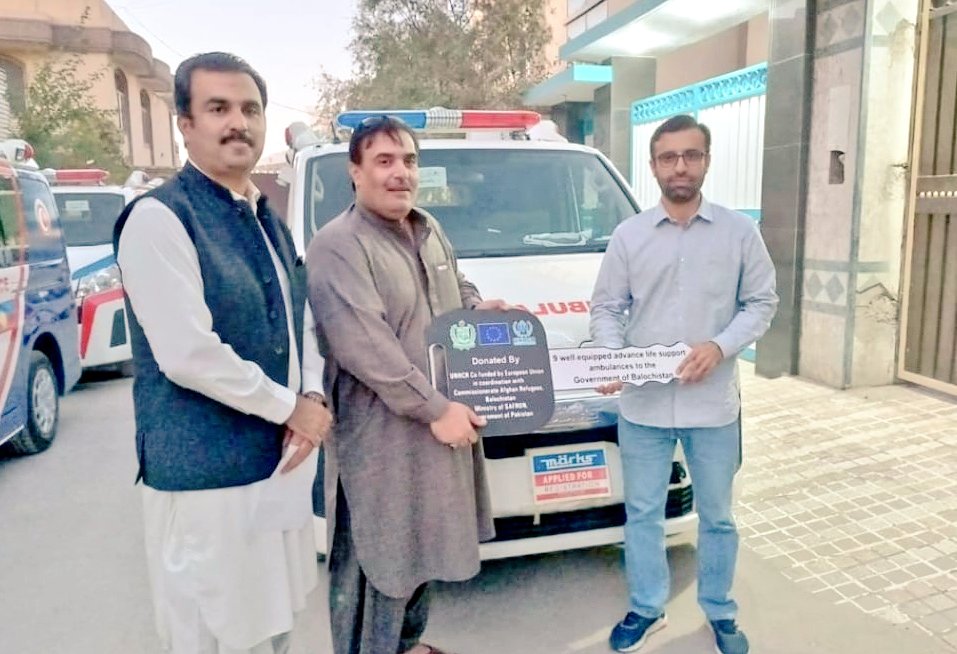 CEO PPHI-B Esfandyar Baloch is receiving keys of Ambulance